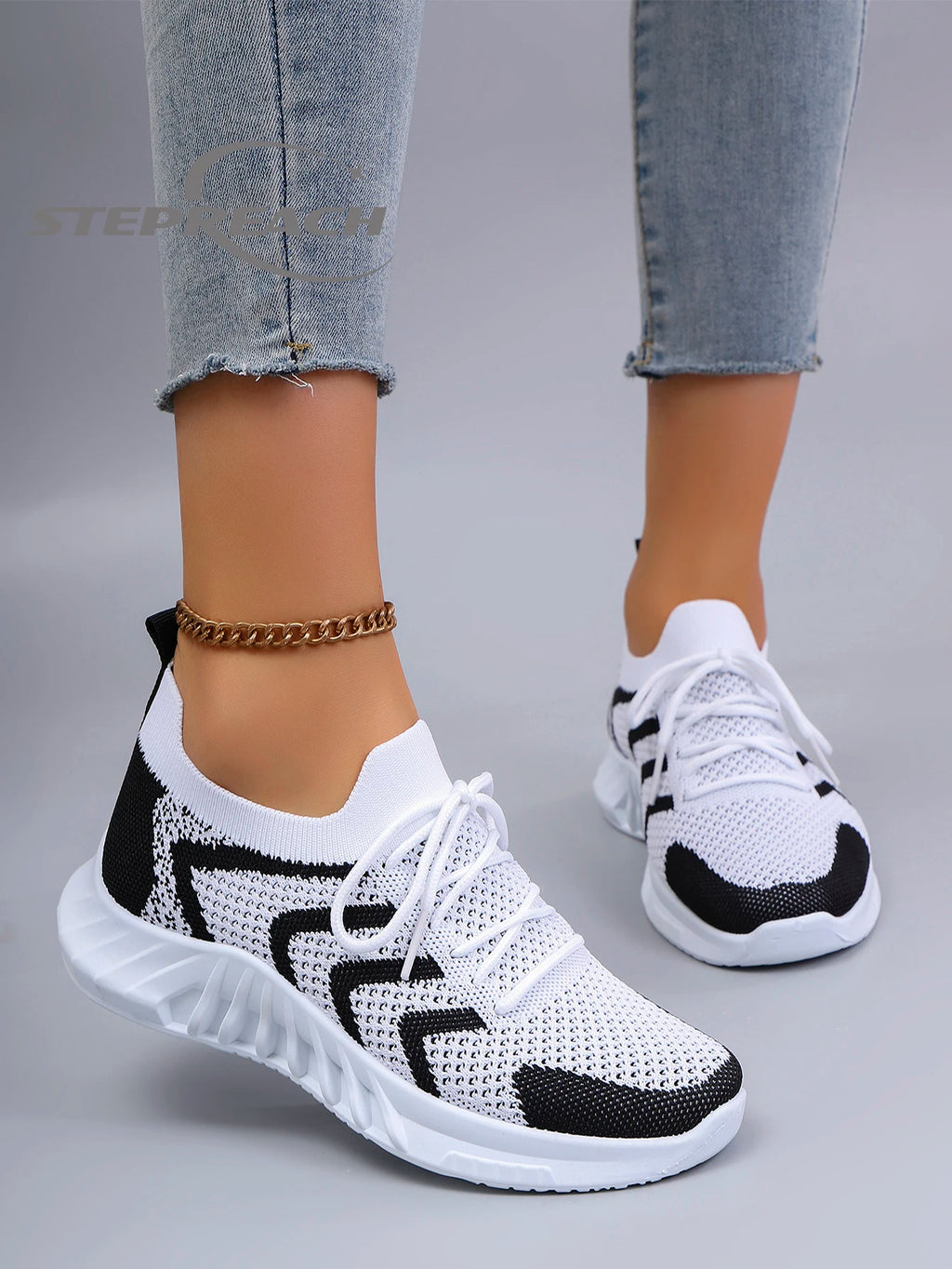 Baskets plates en maille respirante pour femmes