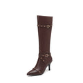 Bottes hautes à bout pointu et talon aiguille de 8 cm pour femmes