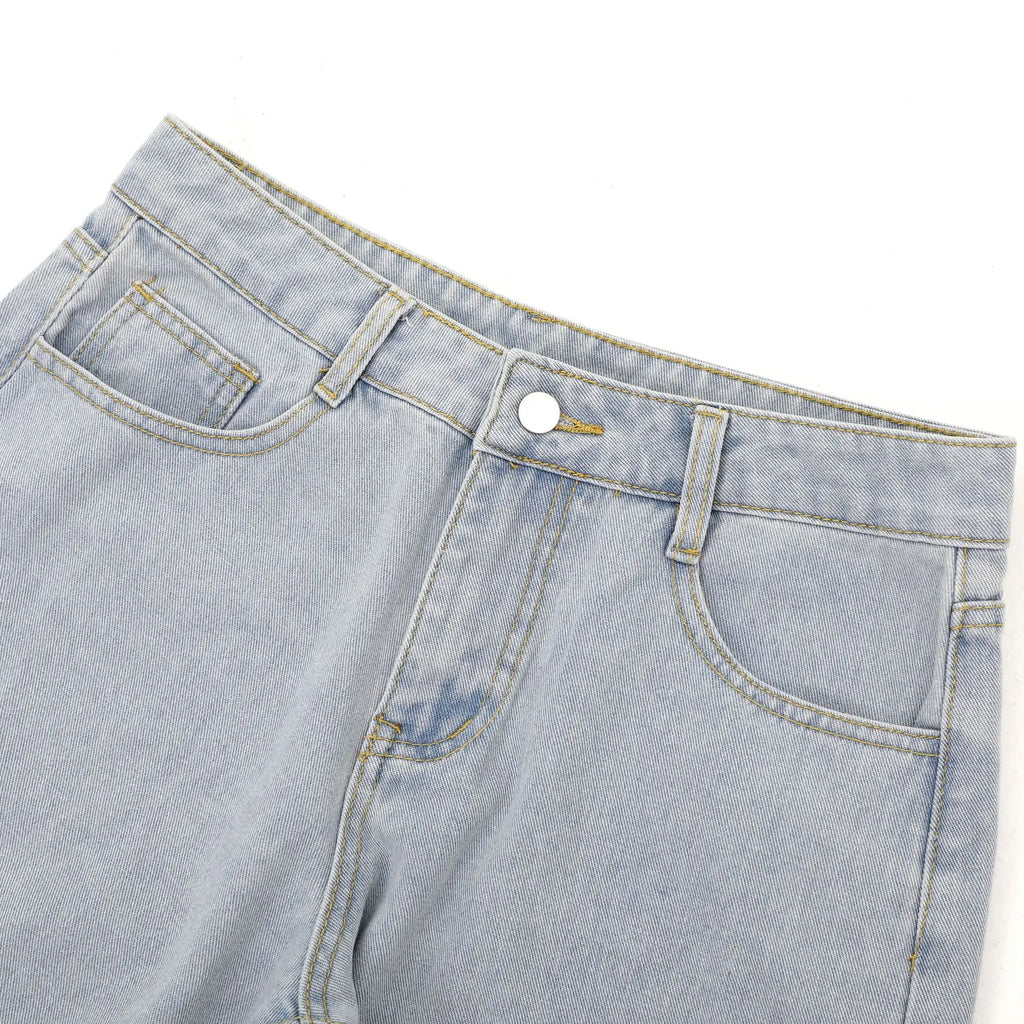 Jean taille haute à jambes larges et droites pour femmes