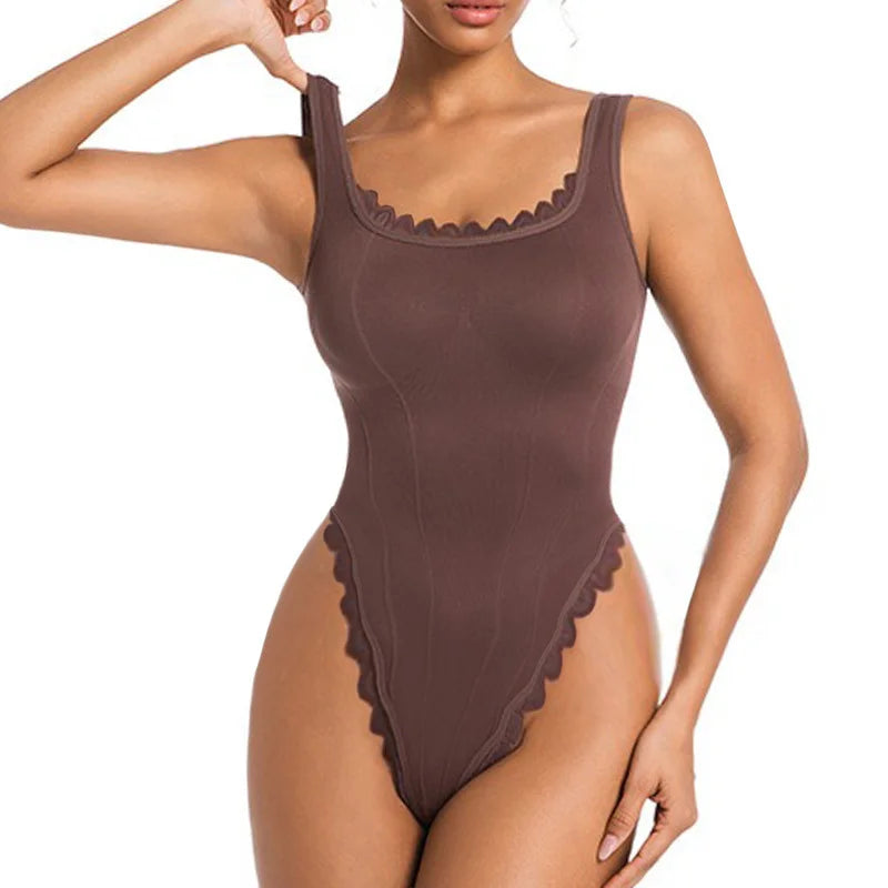 Body avec dentelle et col carré pour femmes