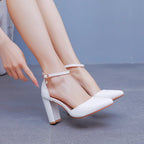 Sandales pointues en cuir talons pour femmes