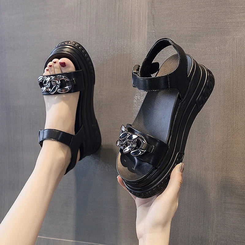 Sandales en cuir véritable pour femmes