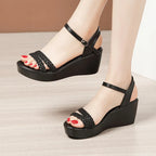 Sandales à bout ouvert pour femmes talon chaussures d'été femme talon compensé femme plate-forme