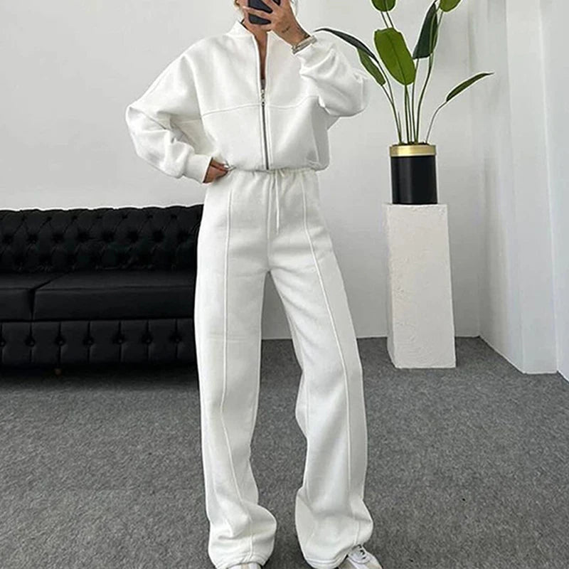 Ensemble Sportswear Femme – Cardigan Court Zippé et Pantalon