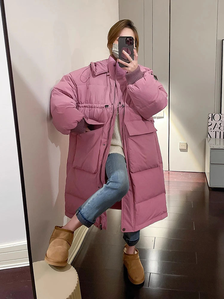 Manteau longue à capuche chaude pour femmes