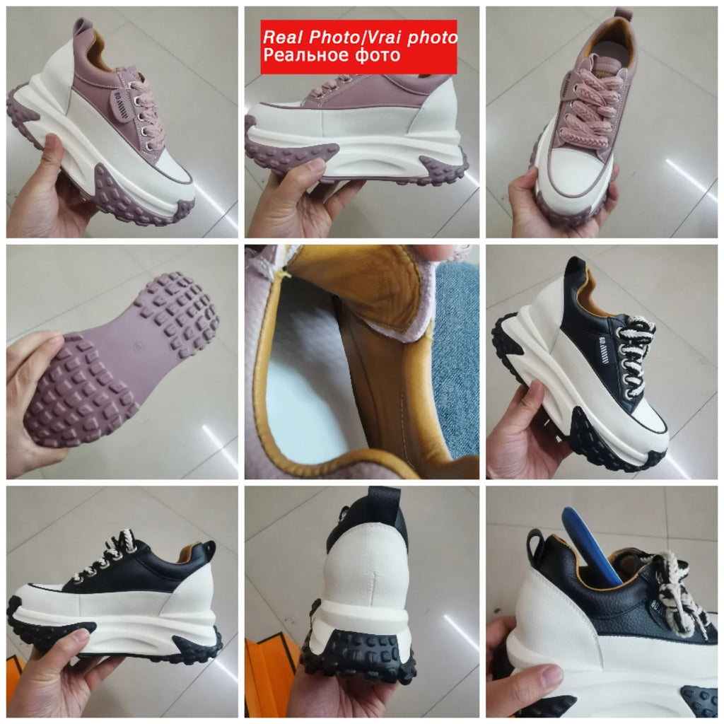 Baskets respirante confortable en cuir véritable pour femmes