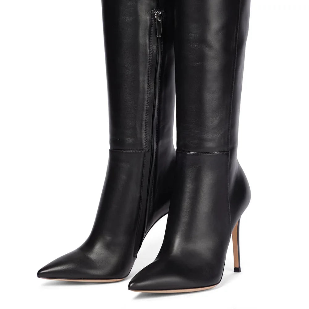Botte noires en cuir pour femmes
