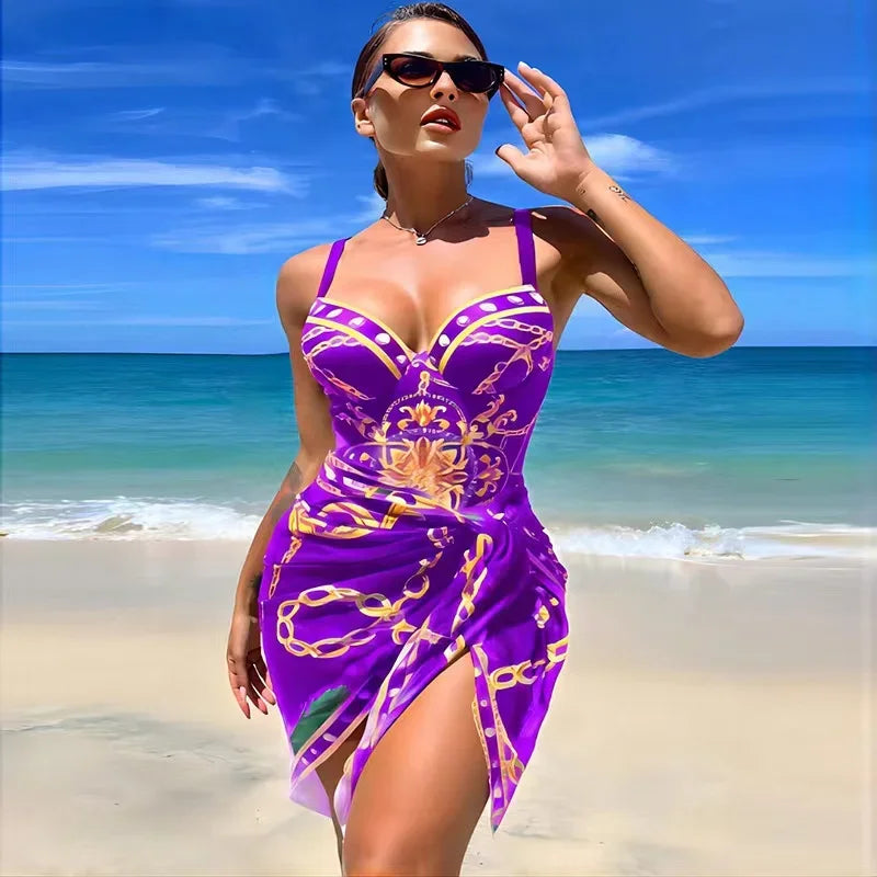 Maillot de bain deux pièces Push Up imprimé fleuri femmes