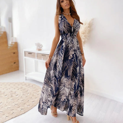Robe Longue Bohème Femme – Décolleté Plongeant