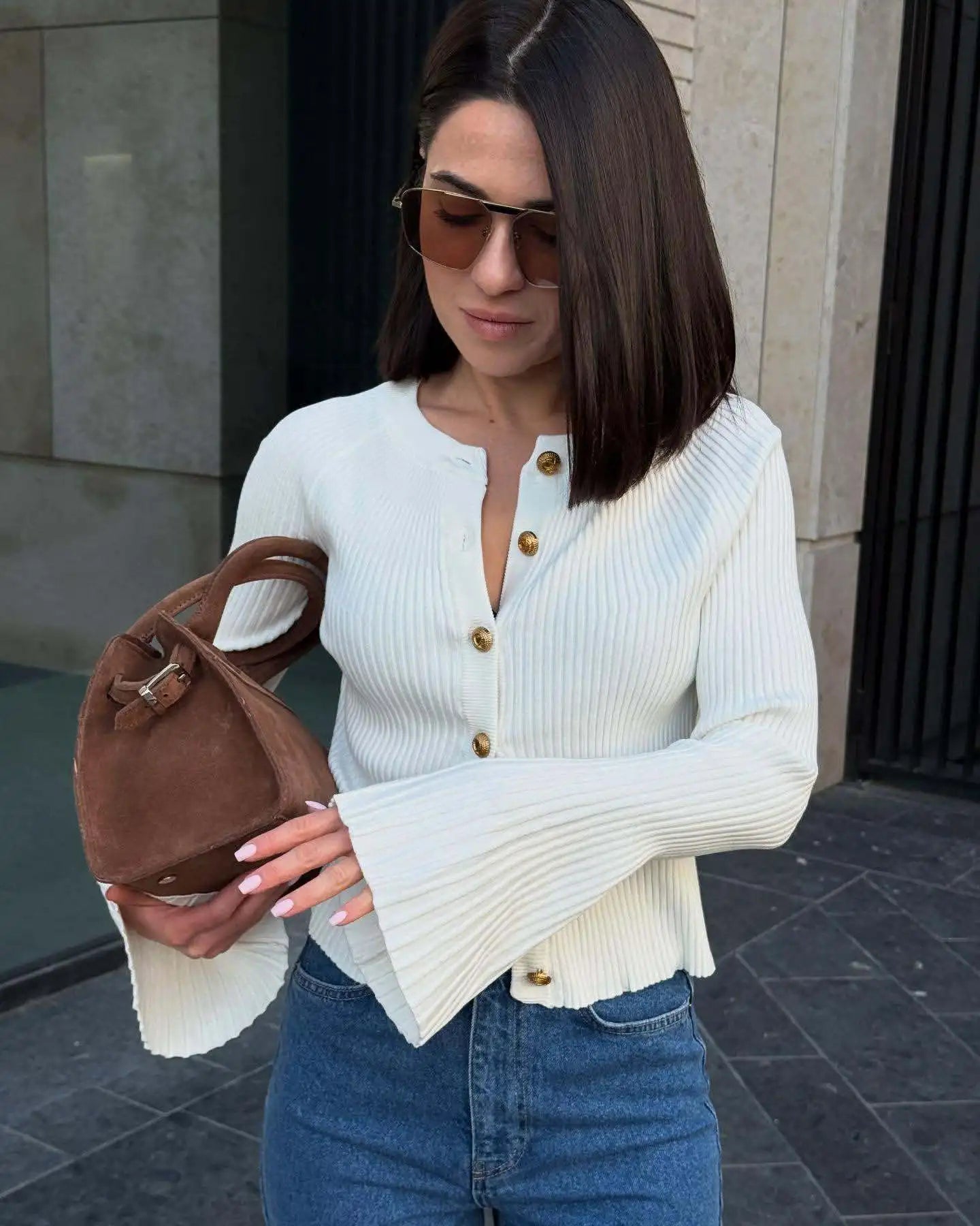Cardigan manches évasées pull pour femmes