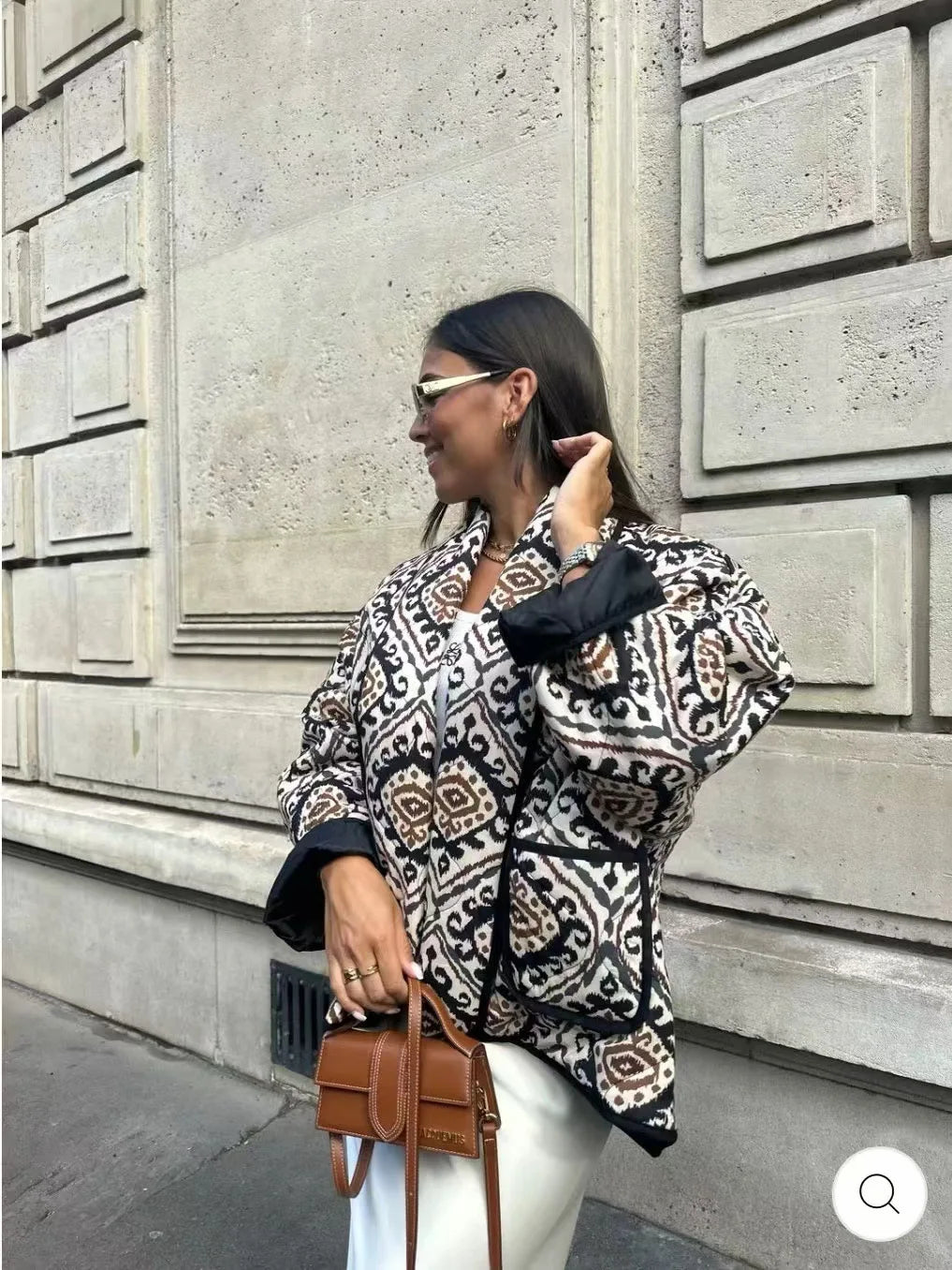 Cardigan ample en coton imprimé pour femmes