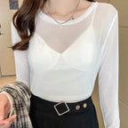 T-shirt en maille transparente pour femmes
