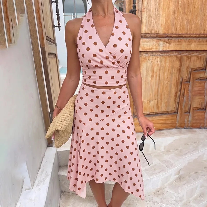 Ensemble 2 Pièces à Pois Femme – Jupe Assortie