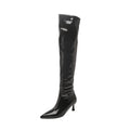 Bottes longues en cuir verni brillant pour femmes