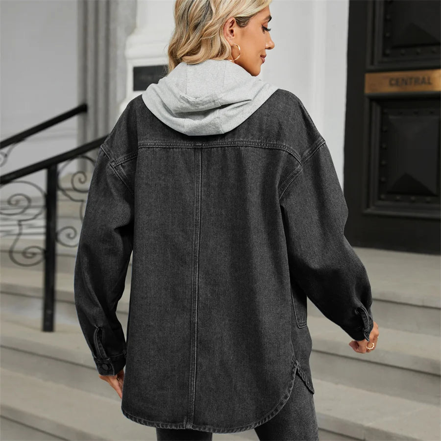 Veste en jean oversize à simple boutonnage pour femmes