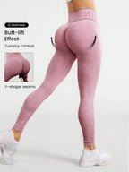Pantalon de yoga sans couture couleur pêche pour femmes