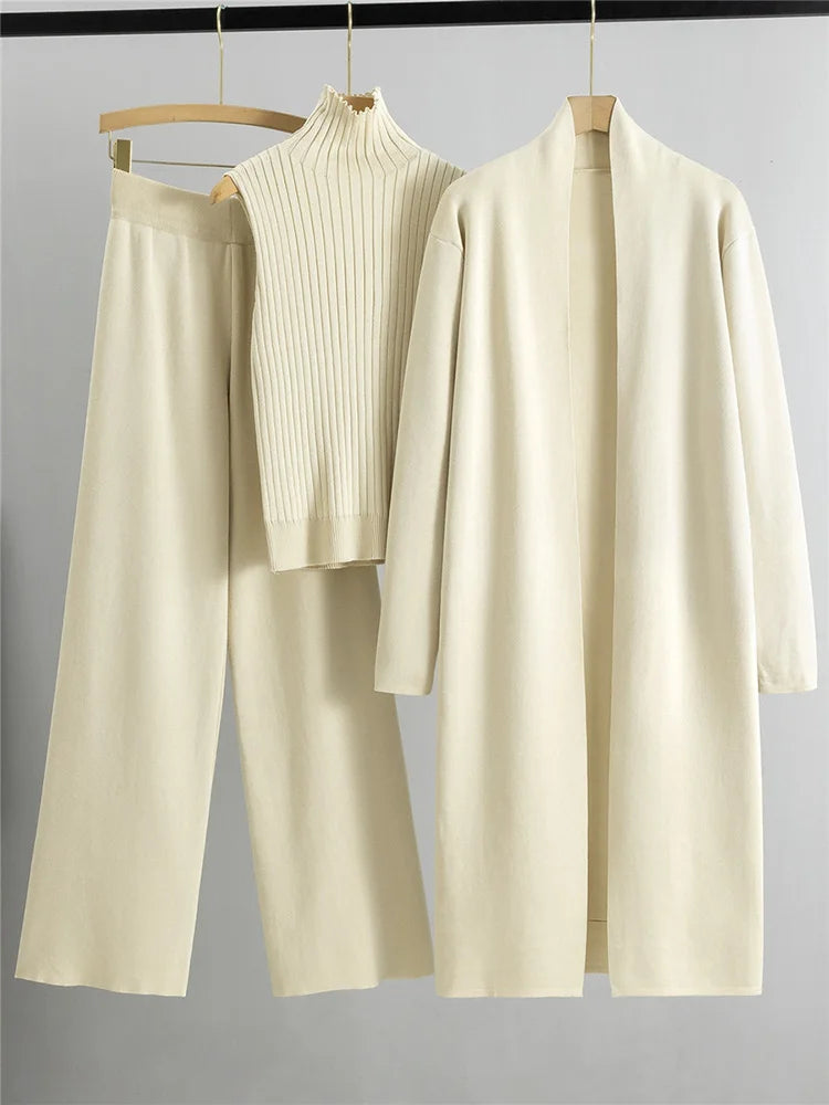Ensemble 3 pièces cardigans longs pour femmes