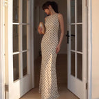 Robe maxi dos nu à pois pour femmes