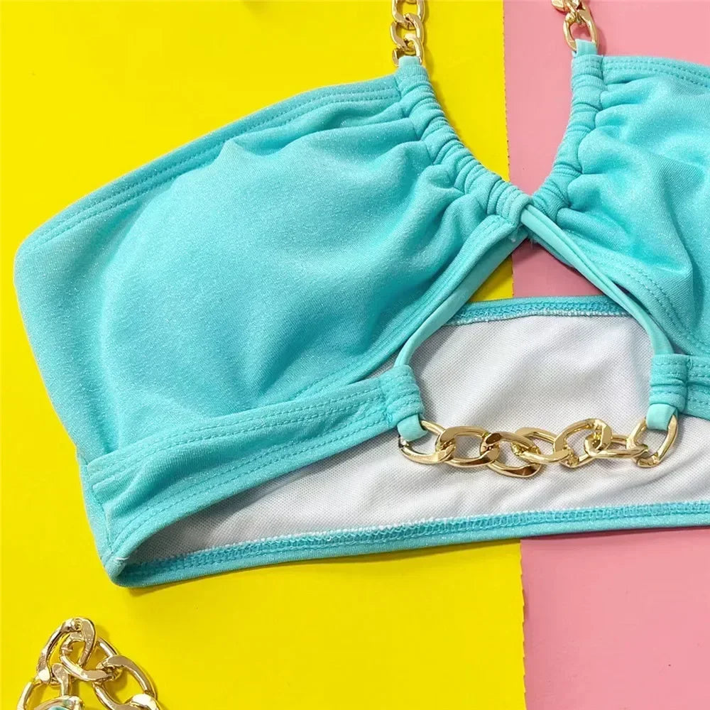Ensembles maillot de bain deux pièces avec culotte taille haute pour femmes