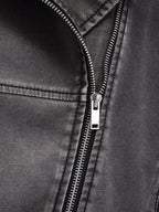 Veste ample rétro Pu Faux cuir pour femmes