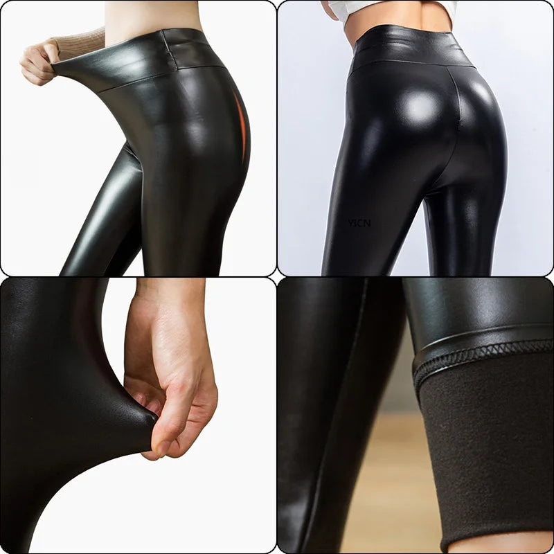 Leggings en cuir taille haute pour femmes