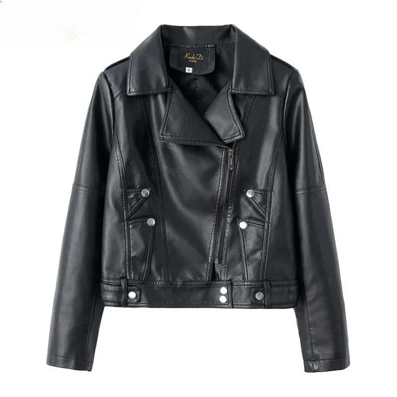 Veste courte femme en simili cuir style Y2K streetwear