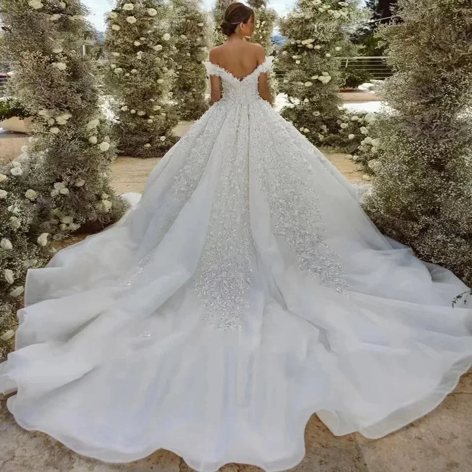Robe De mariée avec épaules dénudées pour femmes