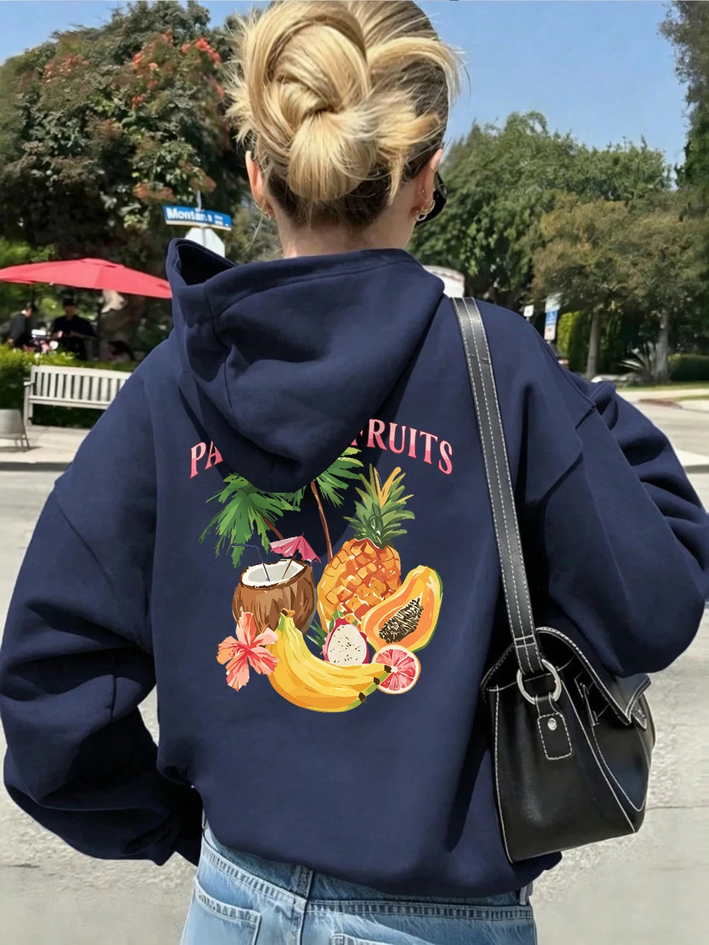 Sweat à capuche imprimé fruits du paradis frais et juteux pour femmes