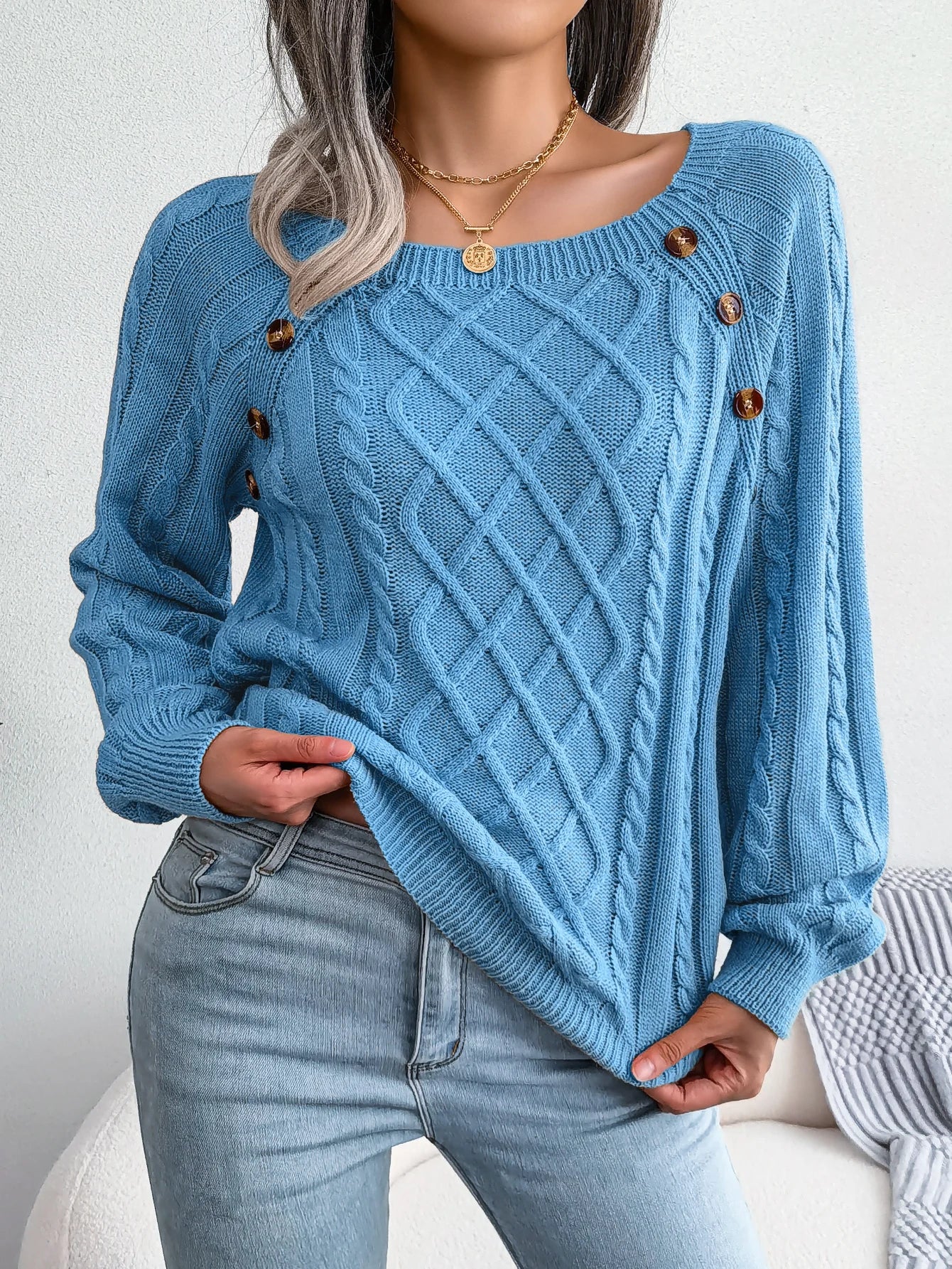 Pulls en tricot à col carré uni décontractés pour femmes