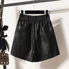 Shorts en cuir amples à jambes larges pour femmes