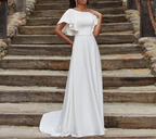 Robe de mariée vintage simple en satin pour femmes