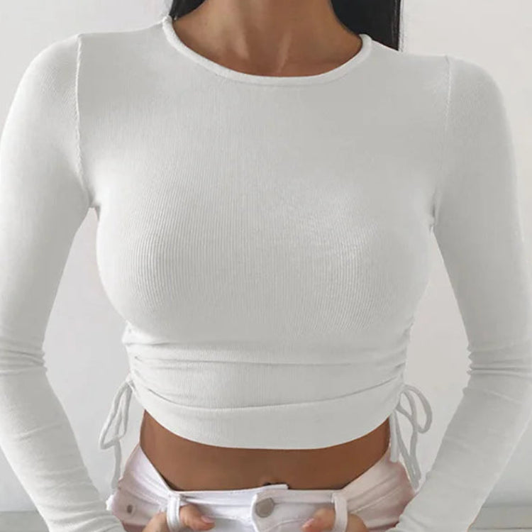 T-Shirt à manches longues et col rond pour femmes