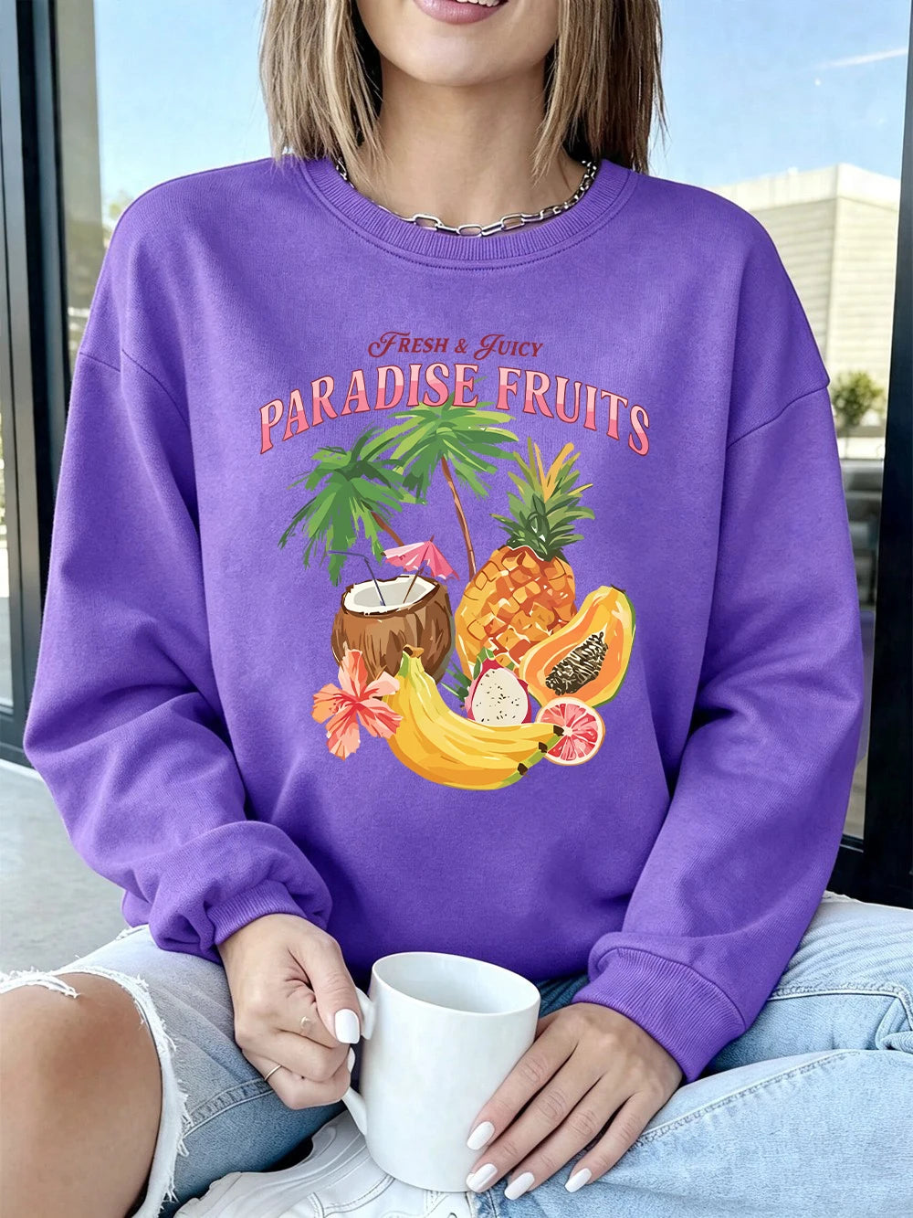 Sweat-shirts à imprimés de fruits frais et juteux Paradise pour femmes
