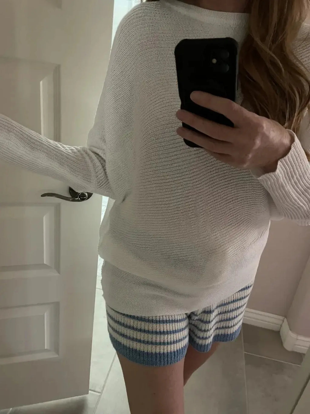 Pull décontracté oversize à épaules dénudées en maille côtelée blanche pour femmes