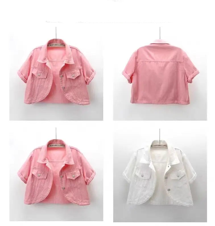 Veste en jean rose à manches courtes pour femmes