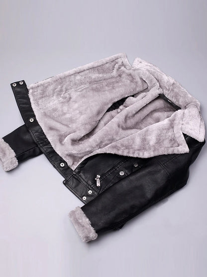 Veste motard femme décontractée en simili cuir