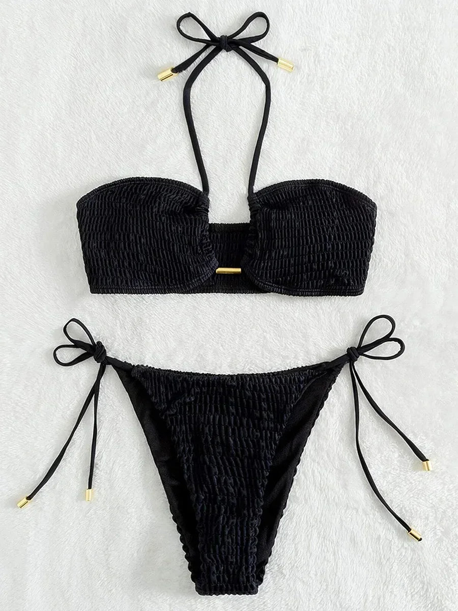 Bikini 2 Pièces Femme – Plissé et Smocké