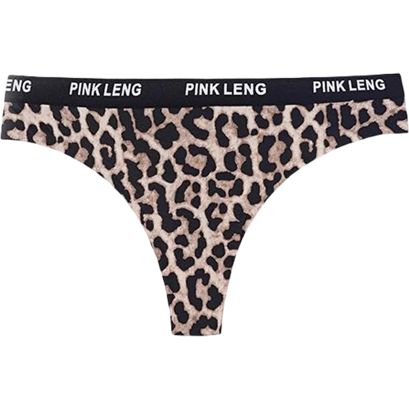 String tanga sans couture imprimé léopard pour femmes