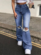 Jean taille haute déchiré pour femmes