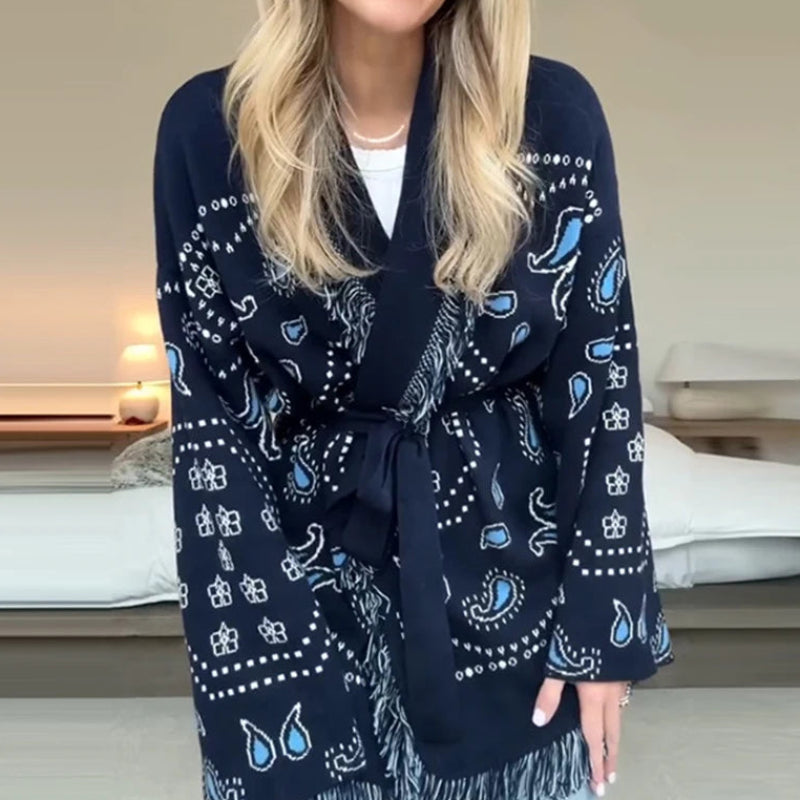 Cardigan tricoté à franges pour femmes