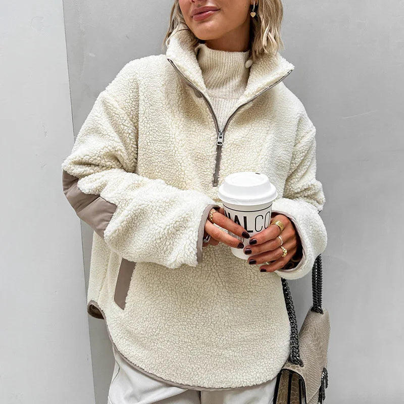 Sweat-shirt surdimensionné à col montant pour femmes