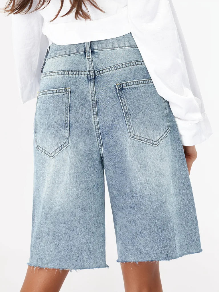 short en jean taille haute pour femmes