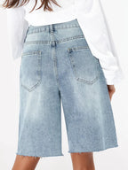 short en jean taille haute pour femmes