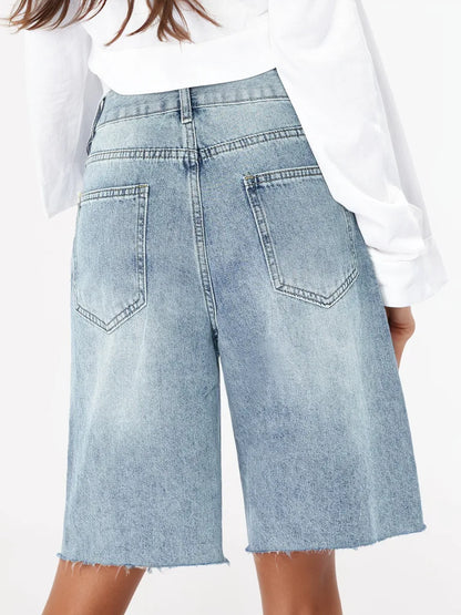 Short en Jean Taille Haute Femme – Style Urbain