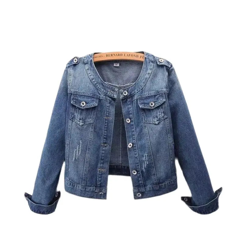 Veste en jean vintage délavé pour femmes