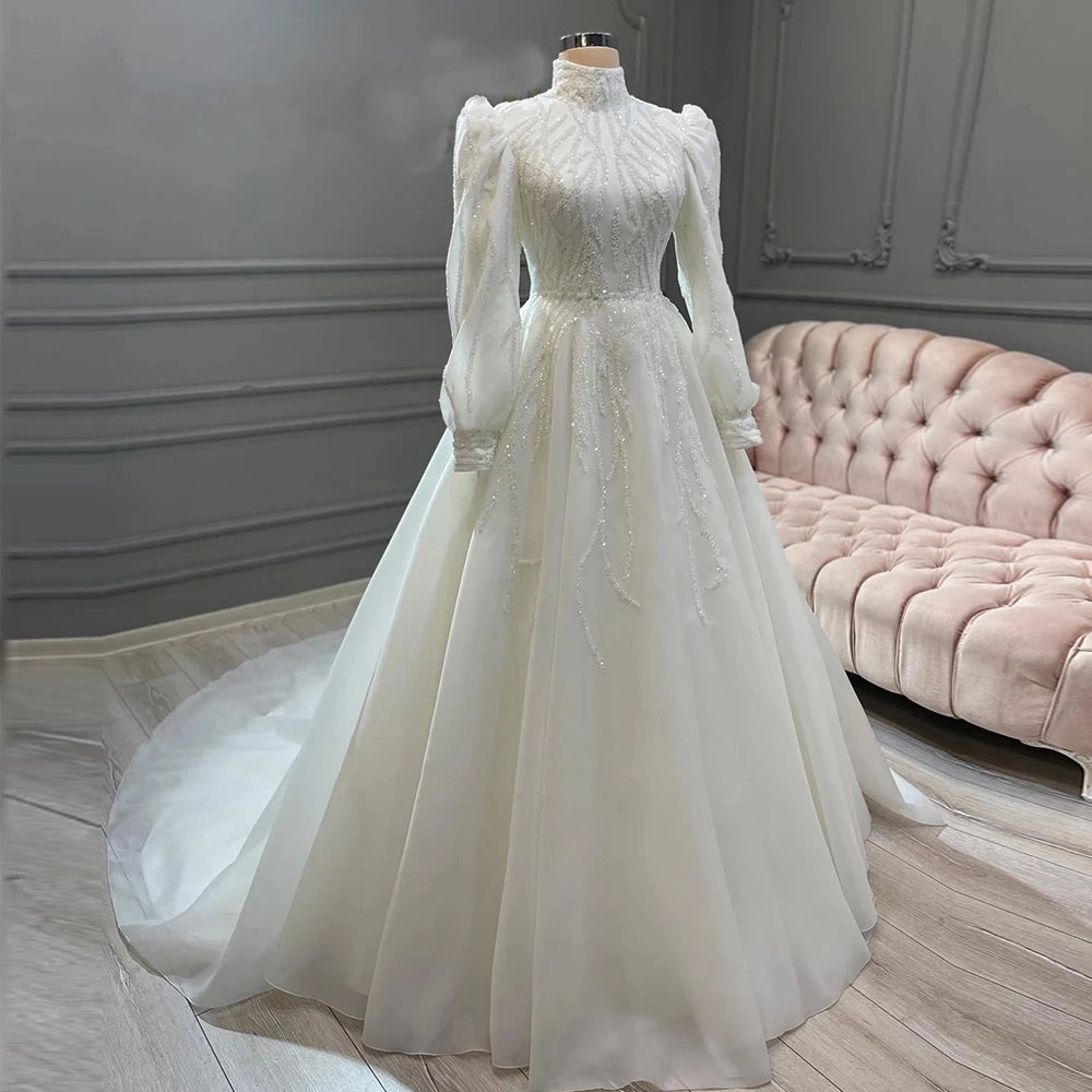 Robes de mariée musulmanes ivoire pour femmes
