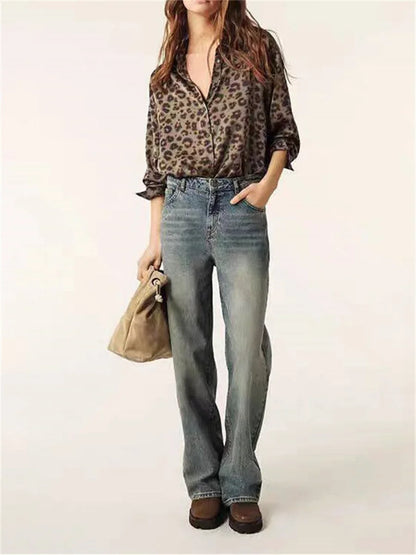 Chemise Femme – Col Rabattu et Imprimé Léopard