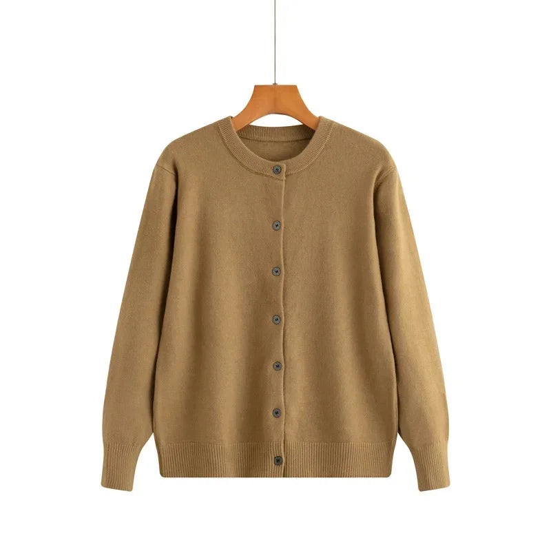 Cardigan tricoté à col rond pour femmes