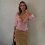 T-shirts sexy à col en V pour femmes