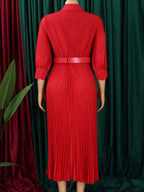 Robe de soirée à manches longues et col en V pour femmes